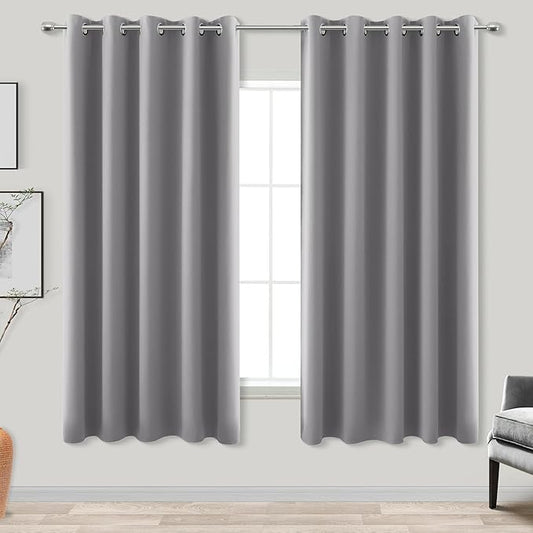 KOUFALL Grey Grommet Insulated Thermal Room Darkening Blackout Curtains by KOUFALL