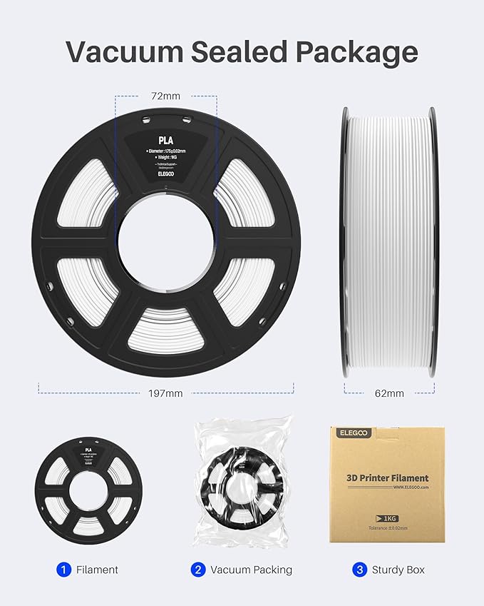 ELEGOO PLA Filament 1.75mm Bundle 4KG, 3D Printer Filament Dimensional Accuracy - Image 6