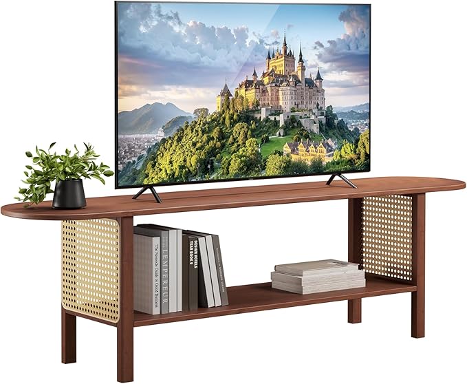 HollyHOME Bamboo TV Stand with Storage by HollyHOME