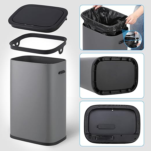 14.5 Gal/55L Trash Can with Lid, Automatic Touchless Garbage Can with - Image 3