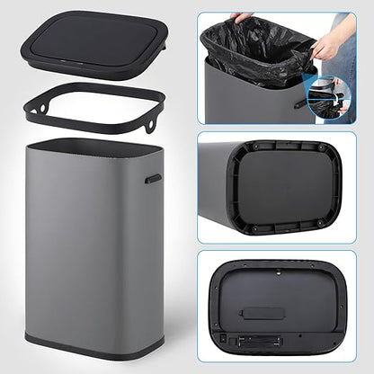 14.5 Gal/55L Trash Can with Lid, Automatic Touchless Garbage Can with - Image 3