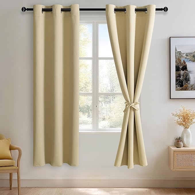 JIUZHEN Light Beige Blackout Curtains by JIUZHEN