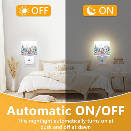 GANTINIR Vintage Deer Forest Night Light, Plug-into Winter Animals Nightlight - Image 6