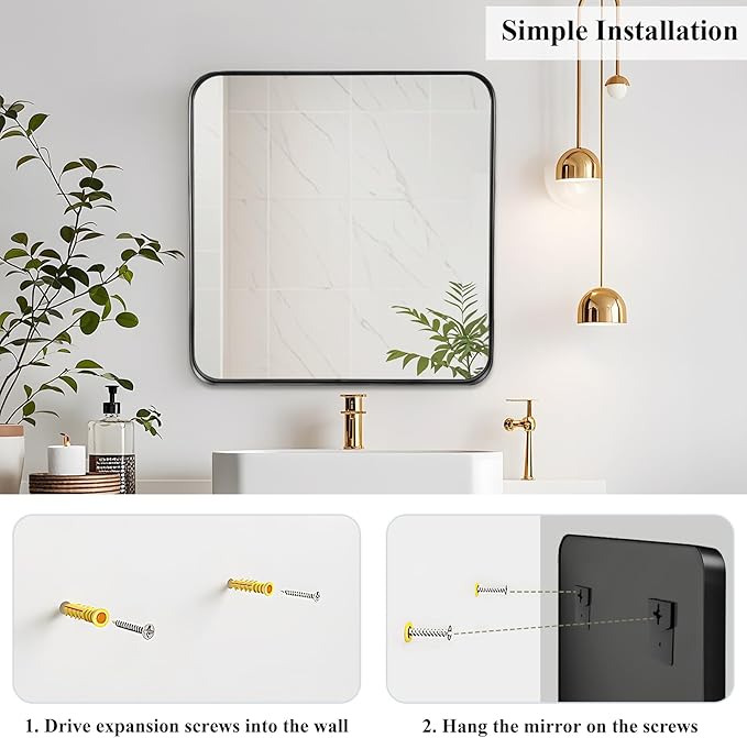 Fabuday Black Wall Mirror for Bathroom - Image 5