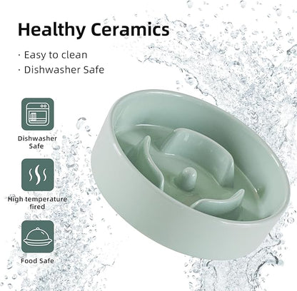Ceramic 0.9 Cup Raised Dog Slow Feeder Set, Elevated Bowl - Image 7