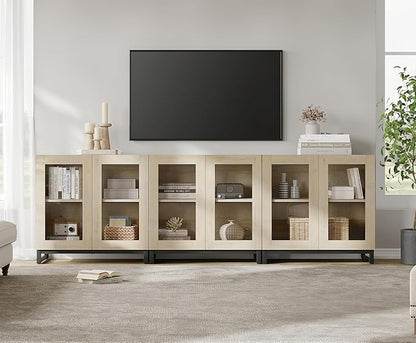 WAMPAT Modern TV Stand with Glass Doors - Image 3