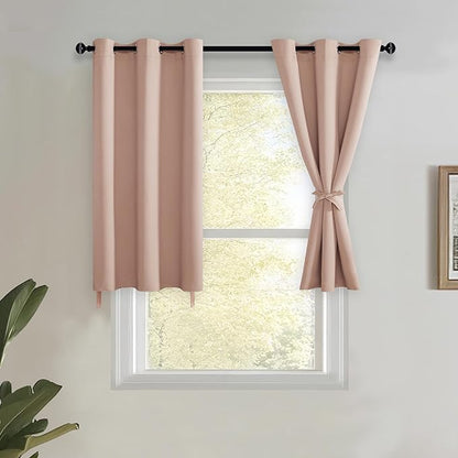 JIUZHEN Short Curtains Kitchen Half Window Blackout Curtains by JIUZHEN