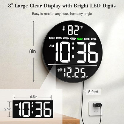 WallarGe Large Digital Wall Clock - Image 2