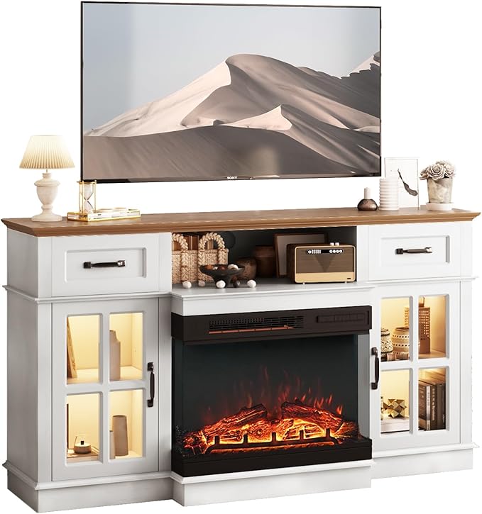 Bonnlo Fireplace TV Stand for up to 65-Inch TVs, Modern Electric Fireplace TV - Image 8