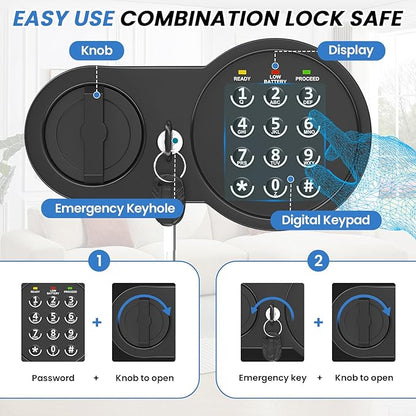 Safe Box with Fireproof Waterproof Bag, Home Safe with Keys & Pass Code & Wall - Image 6