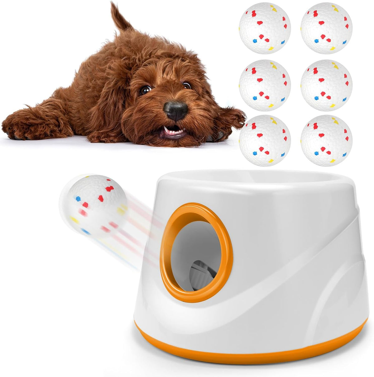 automatic ball launcher for dogs with 6 balls, main product view