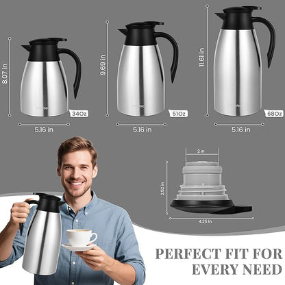 68 Oz Thermal Coffee Carafe, Stainless Steel Insulated Vacuum coffee crafts to - Image 4