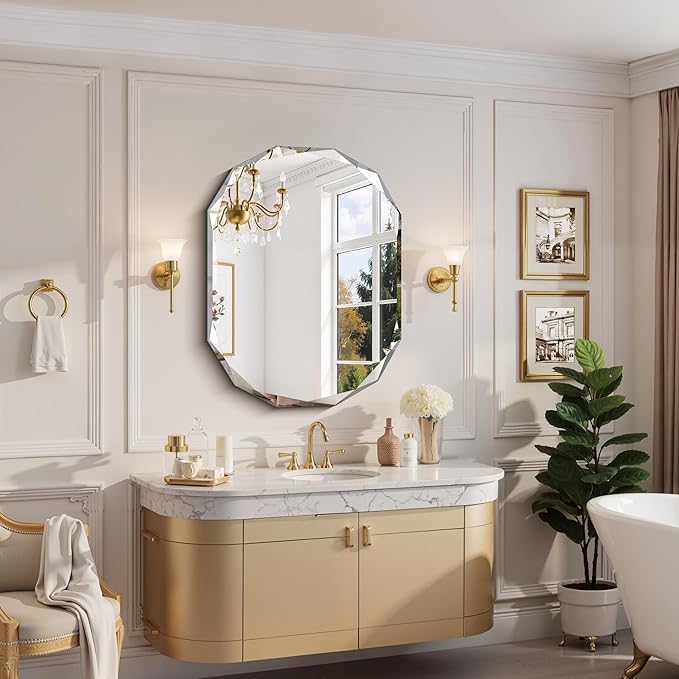 GLASHOM Frameless Bathroom Mirror, 30x40 inch Frameless Wall Mirrors Beveled - Image 9