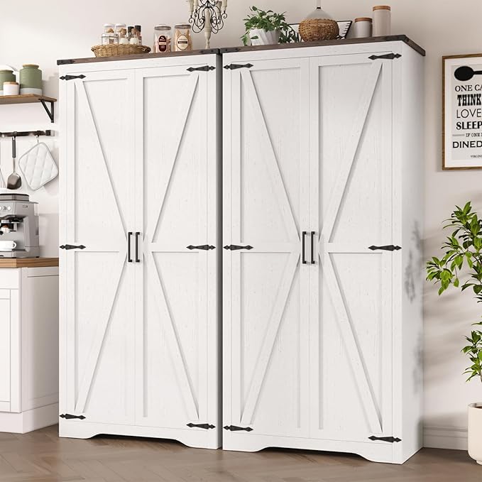 69" Tall Storage Cabinet with Adjustable Shelves, Farmhouse Pantry Organize - Image 9