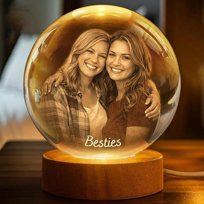 Herihues Personalized 3D Photo Crystal Ball, Custom Engraved Picture Lamp - Image 5