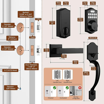 APP Fingerprint Door Lock Set, Keyless Entry Door Lock, Front Handle Set - Image 8