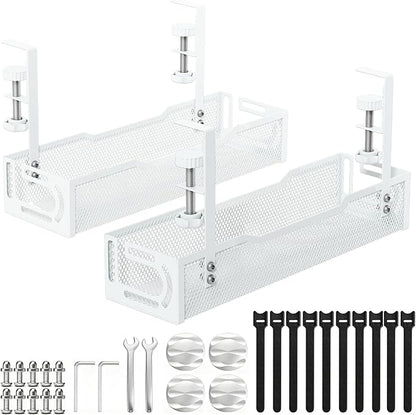 2Pack Under Desk Cable Management Tray, No Drill Mesh Desk Cable Tray, Wire by Unknown