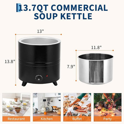 13.7QT Commercial Grade Soup Warmer Kettle - Image 2