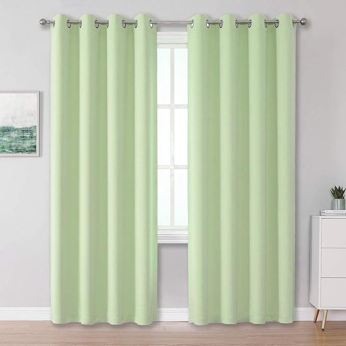 DUALIFE Light Green Blackout Curtain Panels/Drapes by DUALIFE