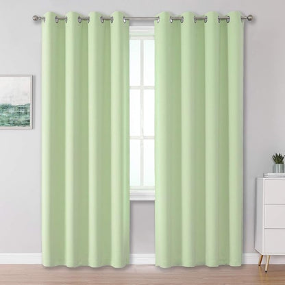 DUALIFE Light Green Blackout Curtain Panels/Drapes by DUALIFE