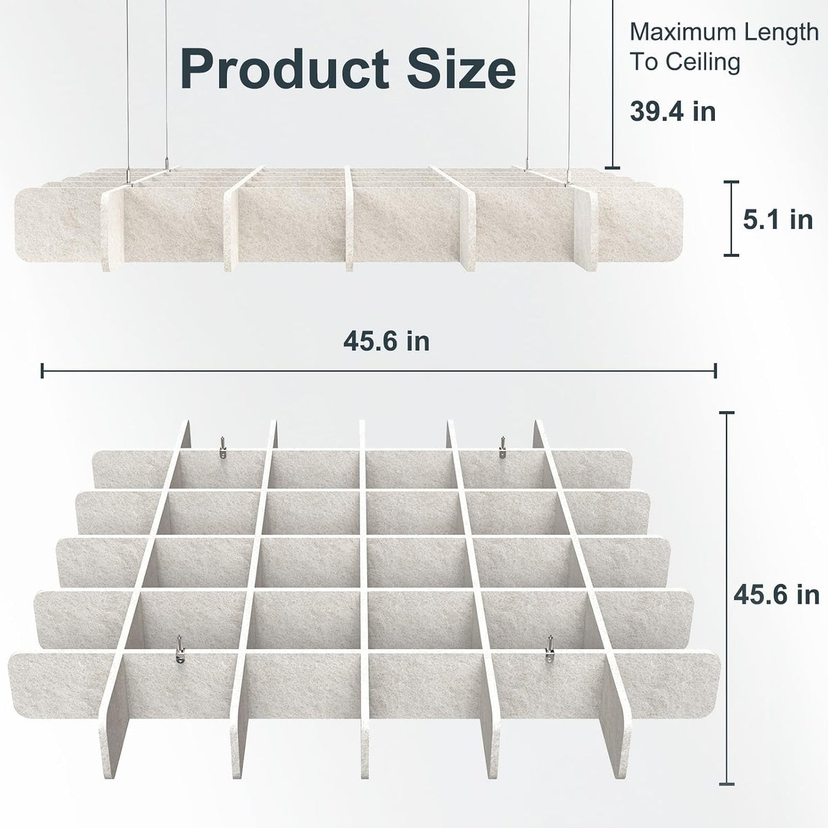 Acoustic Ceiling Panels Sound Absorbing Panels, Square Light Beige