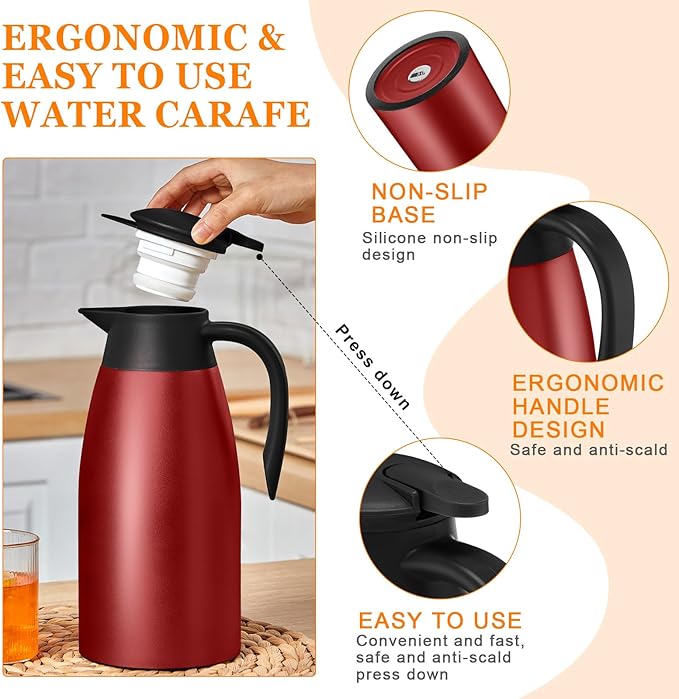 Norme 2 Pcs Thermal Coffee Carafe Insulated Stainless Steel Coffee Carafe - Image 3