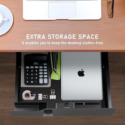 Under Desk Drawer Storage with Fingerprint Lock, Slide Out Metal Organizer - Image 6
