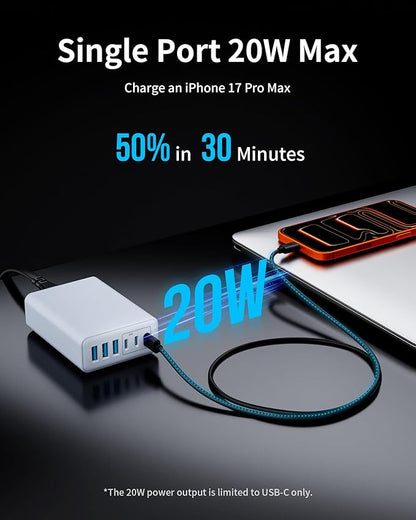 USB C Fast Charger, 105W GaN 6-Port Desktop USB Charging Station Hub, USB C - Image 4