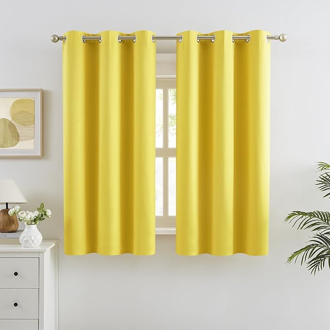 DUALIFE Yellow Blackout Solid Curtains by DUALIFE