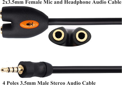 zdyCGTime 3.5mm Audio Headphone Y Splitter Cable 4-Pole 3.5mm AUX Male to 2 - Image 3