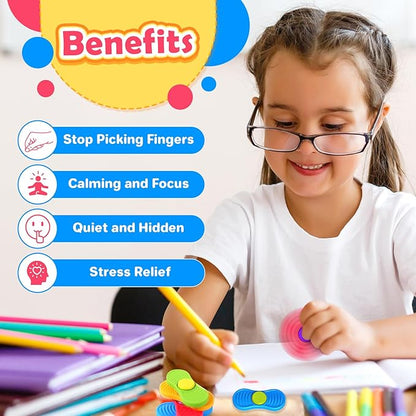 Sensory Fidget Spinnes for Kids Adults：Textured Finger Fidgets 4 Pack, Quiet - Image 4