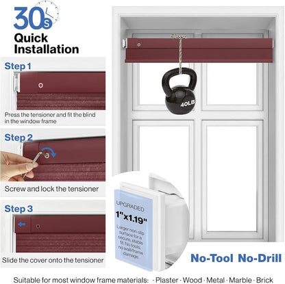 No Drill Cordless Cellular Shade, Mahogany, Custom Size | Blackout, Thermal Insulated, Protects Privacy, Safe Cordless Design, Easy Install, Pull Down Pleated Honeycomb Blind