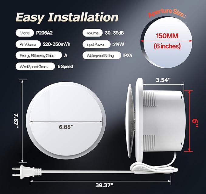 RUBBUL 6 inch Bathroom Exhaust Fan - Image 6