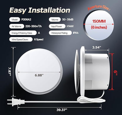 RUBBUL 6 inch Bathroom Exhaust Fan - Image 6