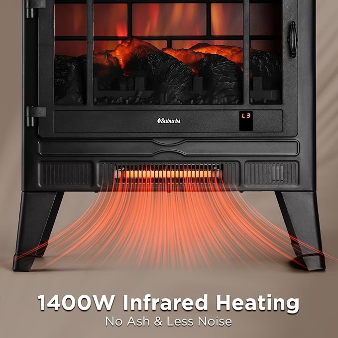 TURBRO Suburbs 25" WiFi Electric Fireplace Infrared Heater - Image 2