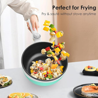 Audecook Hot Pot Electric, 1.7L Mini Electric Skillet Portable Nonstick Sauté - Image 2