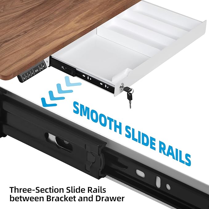 Under Desk Drawer Storage Organizer Lockable 24 Inch Wide, Metal Undermount - Image 4