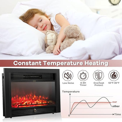 Giantex 28.5" Electric Fireplace Insert, Wall Recessed/Mounted, Freestanding - Image 6