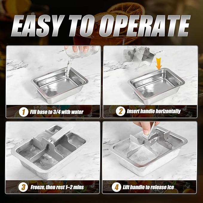 Ice Cube Trays, Large 6-cube Stainless Steel Ice Cube Trays - Image 7