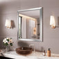 Amorho Bathroom Mirror, 28x32 Inch Silver Thick Metal Framed Wall Mirrors by Amorho