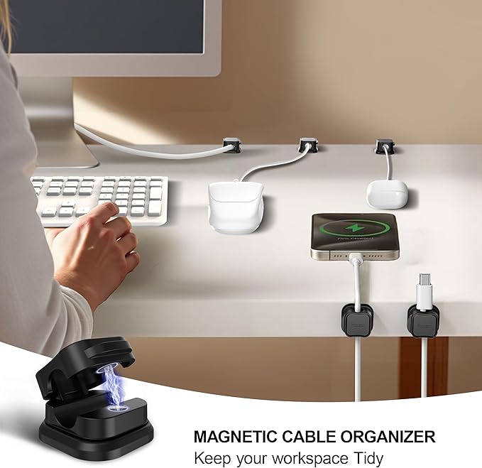 48 Pack Magnetic Cable Clip Organizer Cord Holder, Picozon Adhesive Cable - Image 2