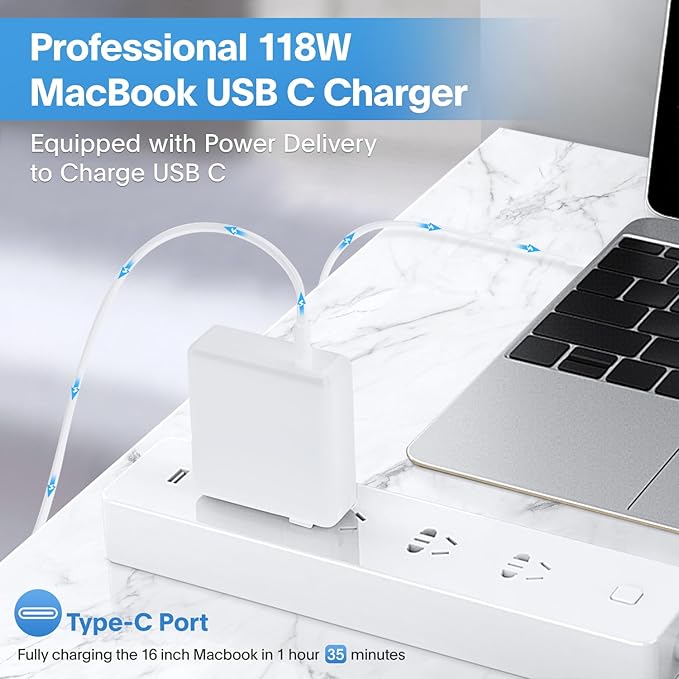 Sunveza Mac Book Pro Charger - 118W USB C Charger Fast Charger Compatible - Image 2