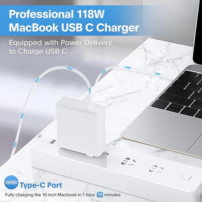 Sunveza Mac Book Pro Charger - 118W USB C Charger Fast Charger Compatible - Image 2