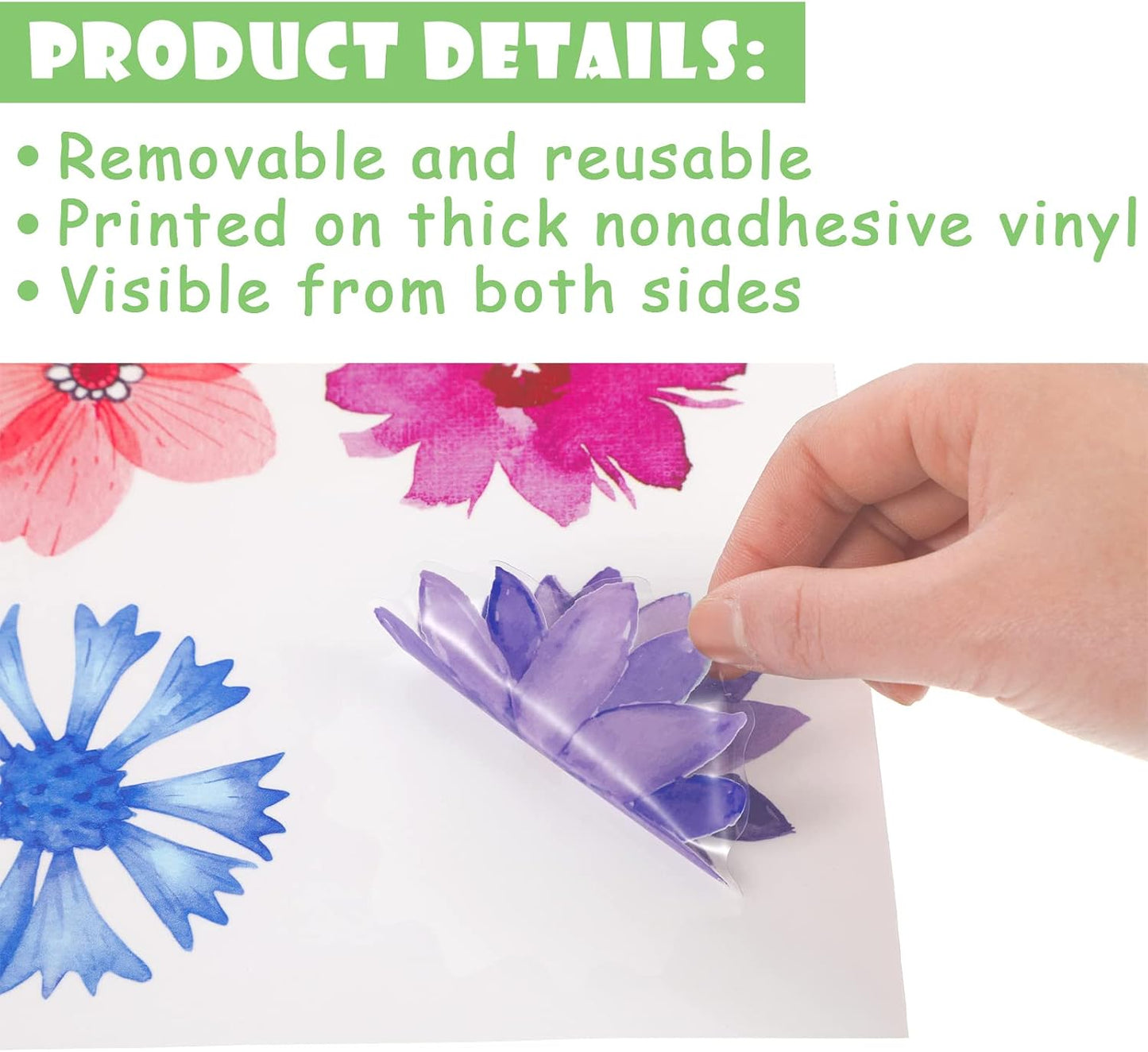 Yexiya 99 Pcs Summer Window Clings Flower Butterfly Window Decals for Glass Colorful PVC Reusable Spring Stickers for Summer Home Classroom Party Kids Room Decor(Cute Style)