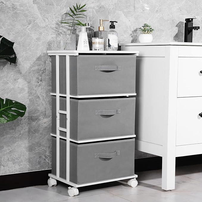 MAX Houser Dresser Tower with 3 Drawers, Fabric Dresser Drawer Organizer Unit - Image 5