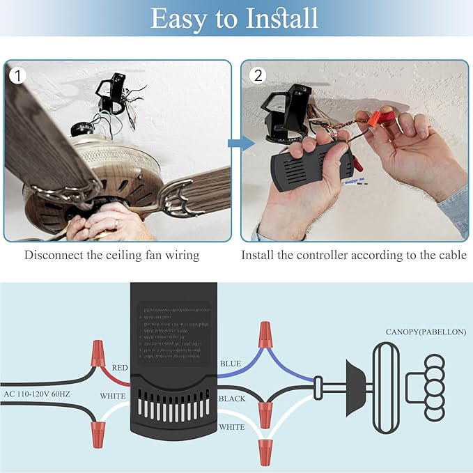 Ceiling Fan Remote Control Kit for Harbor Breeze KUJCE10311 KUJCE10712 TR214B - Image 7