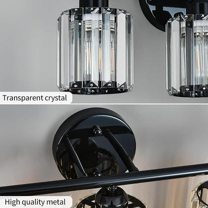 FDPBY Modern 3 Light Crystal Vanity Light, Plating Black Vertical Bathroom - Image 5
