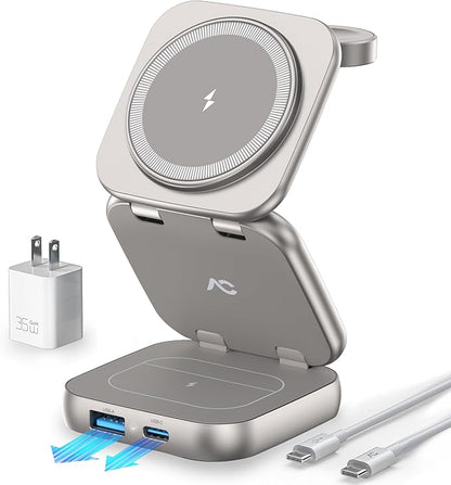 5-in-1 Wireless Charger for MagSafe, AC ISLAND Portable Travel Charging Station by ACISLANDDirect