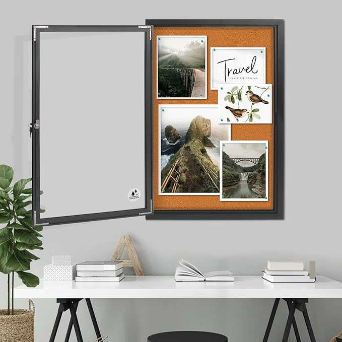 Enclosed Bulletin Board, Outdoor Weatherproof Cork Noticeboard - Image 8