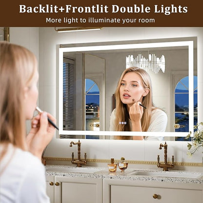 LED Bathroom Mirror with Lights, Backlit + Front Lit, 3 Color Modes, Memory - Image 2